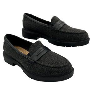 Clarks Westlynn Bay NEW Womens 8.5M Black Tweed Loafer Comfort Slip On Office
